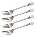 4 Piece Set Silver Plated Fork w/ Austrian Crystal Accent